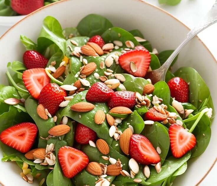 Ensalada de Espinacas con Fresas y Almendras