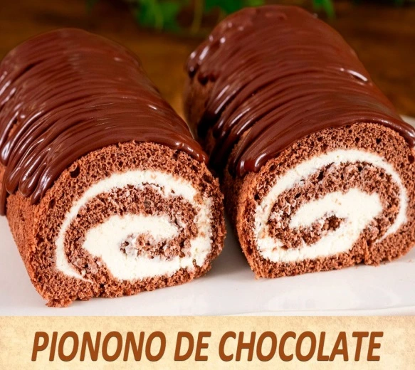 Pionono de Chocolate Relleno de Crema