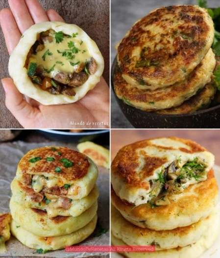 Tortitas de Papa Rellenas de Champiñones