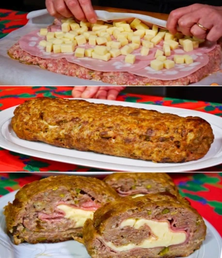 Rollo de Carne Relleno de Jamón y Queso