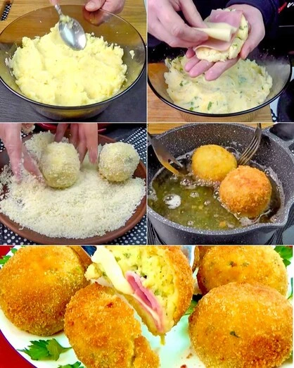 Croquetas de Papa Rellenas de Jamón y Queso