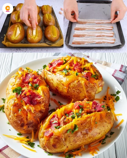 Papas Rellenas con Tocino y Queso