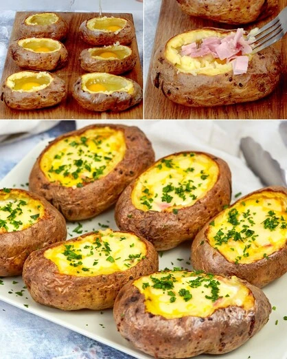Papas Rellenas con Huevo y Jamón