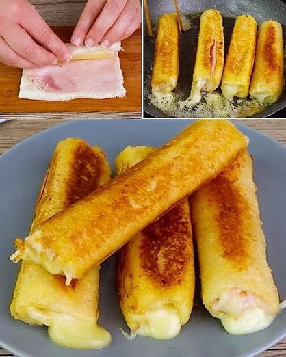 Rollitos de Pan con Jamón y Queso