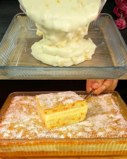 Pastel de Durazno con Crema y Coco