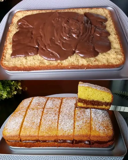 Pastel de Vainilla con Relleno de Chocolate