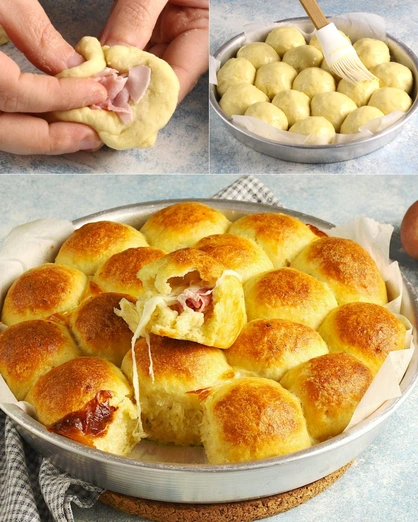 Bollitos de jamón y queso al horno