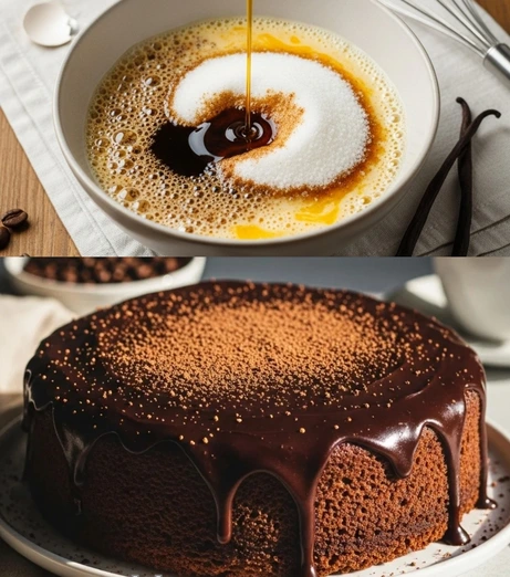 Pastel Esponjoso de Café con Ganache de Chocolate