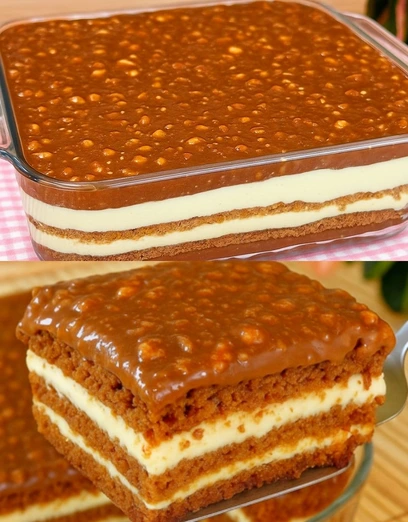 Pastel de Galleta María con Crema y Cobertura de Chocolate