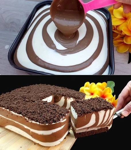 Pastel Frío Cebra de Chocolate y Vainilla sin Horno