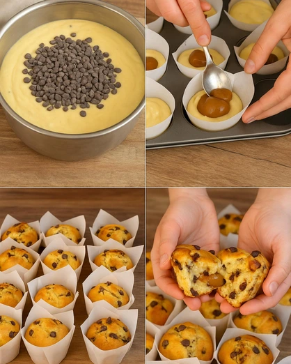 Muffins rellenos de dulce de leche con chispas de chocolate