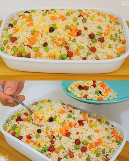 Arroz Blanco con Verduras y Chorizo