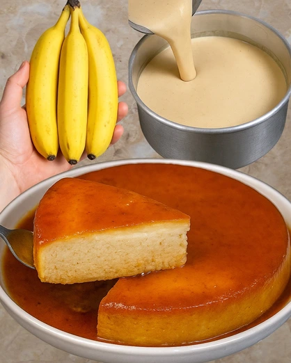 Flan de Banana Cremoso con Caramelo