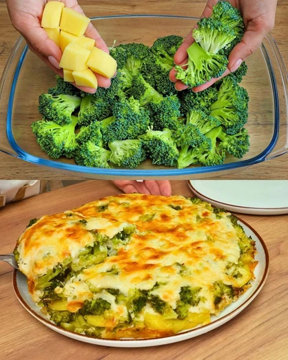 Gratinado de Brócoli con Papas y Queso