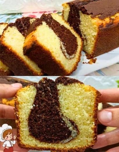 Panqué marmoleado de vainilla y chocolate casero