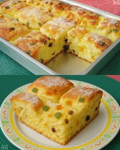 Pastel Casero Esponjoso con Frutas Cristalizadas y Pasa
