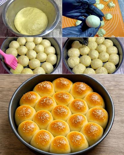 Pan de bolitas esponjosas con ajonjolí