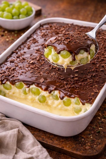 Postre de Uvas con Crema y Ganache de Chocolate