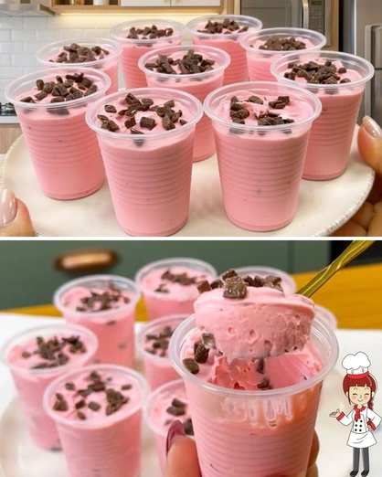 Mousse de Fresa con Chispas de Chocolate
