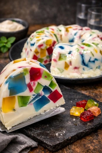 Gelatina de Mosaico con Base de Leche