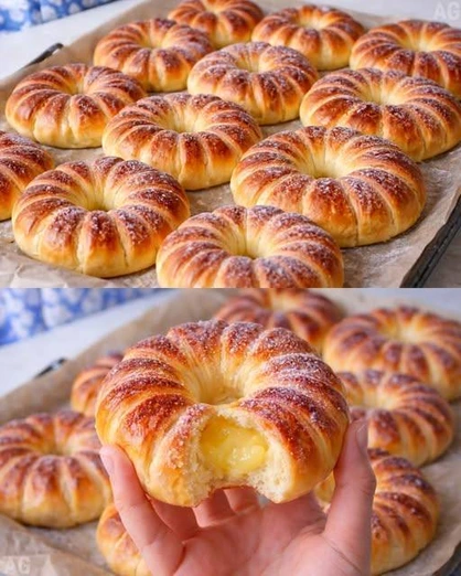Rosca de Pan Dulce con Crema Pastelera