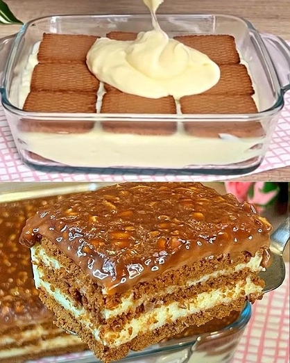 Carlota de Galleta con Crema y Cobertura de Caramelo