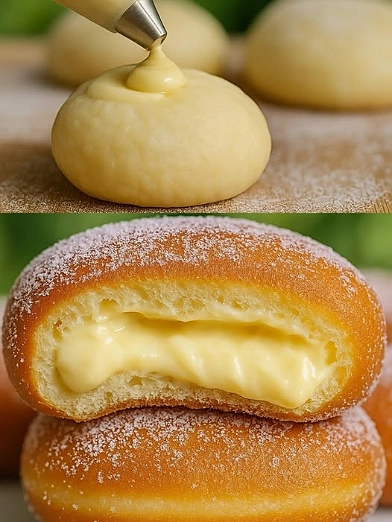 Donas Horneadas Rellenas de Crema Pastelera