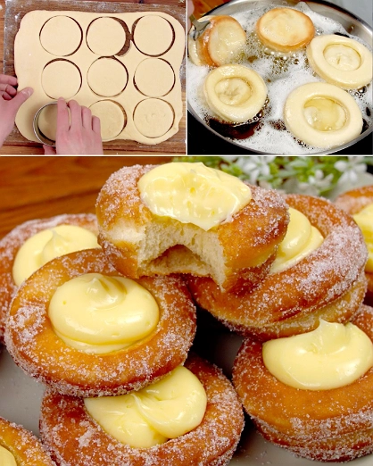 Donas Rellenas de Crema Pastelera