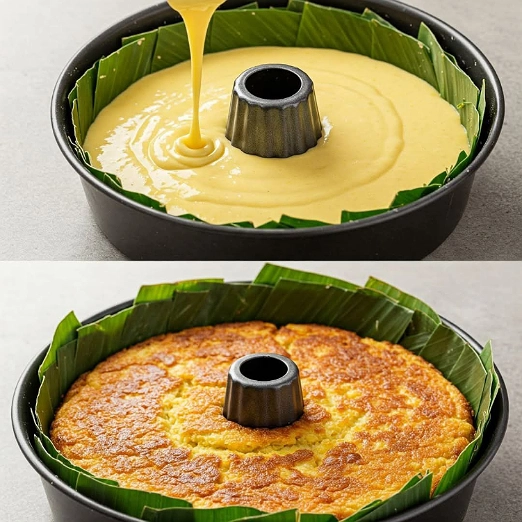 Pan de Elote Horneado en Hoja de Plátano