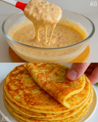 Crepas Saladas Rellenas de Queso y Jamón