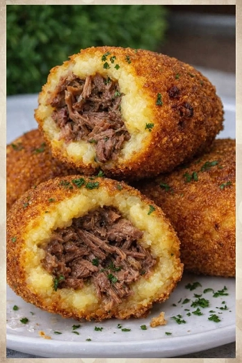 Croquetas de Papa Rellenas de Carne Deshebrada