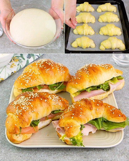 Cuernos Rellenos de Jamón, Queso y Lechuga