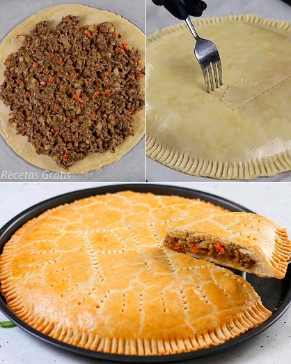 Empanada Redonda de Carne Molida con Verduras