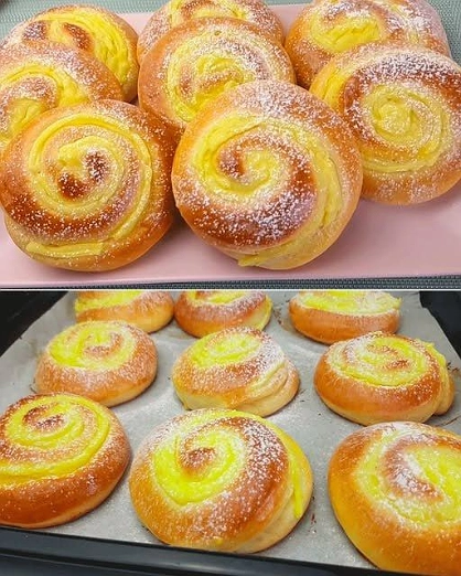 Espirales de Pan Dulce con Crema Pastelera