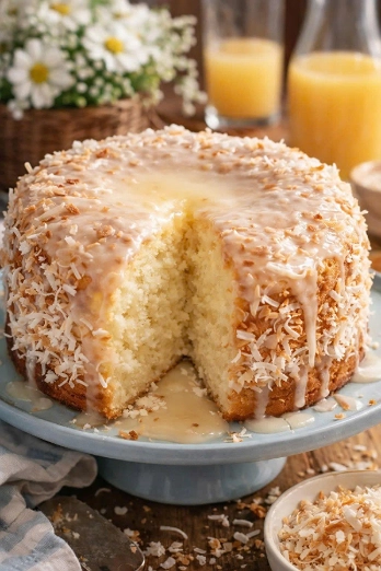 Panqué de Coco con Glaseado y Coco Tostado