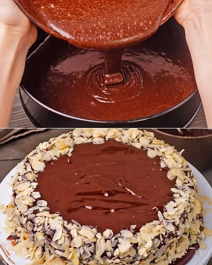 Pastel de Chocolate con Ganache y Almendras Fileteadas