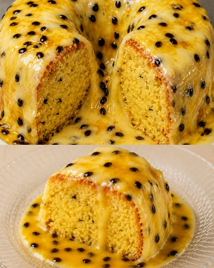 Pastel de Maracuyá con Cobertura de Pulpa y Leche Condensada