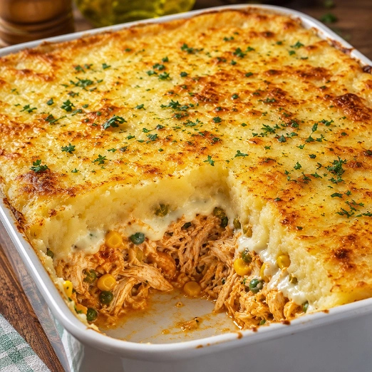 Pastel de Papa con Pollo Deshebrado y Verduras