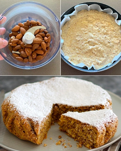 Tarta de Almendra Espolvoreada con Azúcar Glass