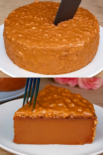 Flan de Cajeta con Cobertura Crujiente de Nuez