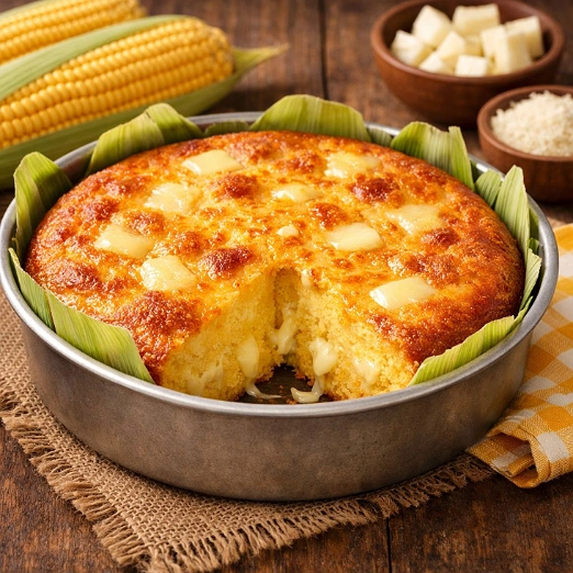 Panqué de Elote Relleno de Queso