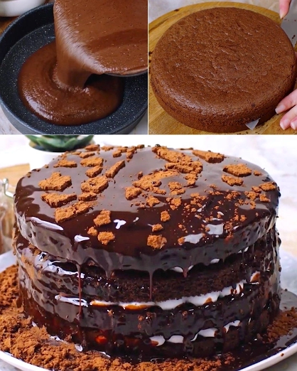 Pastel de Chocolate en Sartén de Tres Capas con Betún de Chocolate