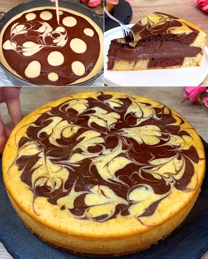 Pastel Marmoleado Relleno de Crema de Chocolate